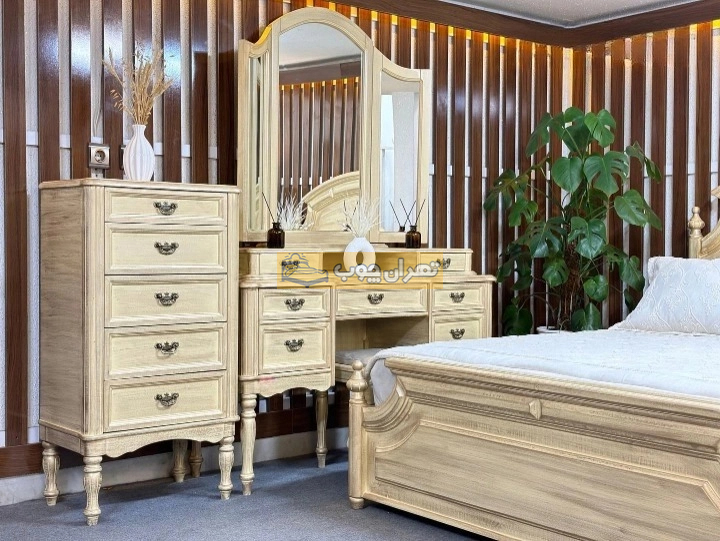 سرویس خواب دو نفره چوبی اروپایی رنگ پتینه