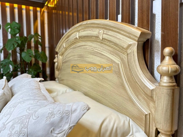سرویس خواب دو نفره چوبی اروپایی رنگ پتینه